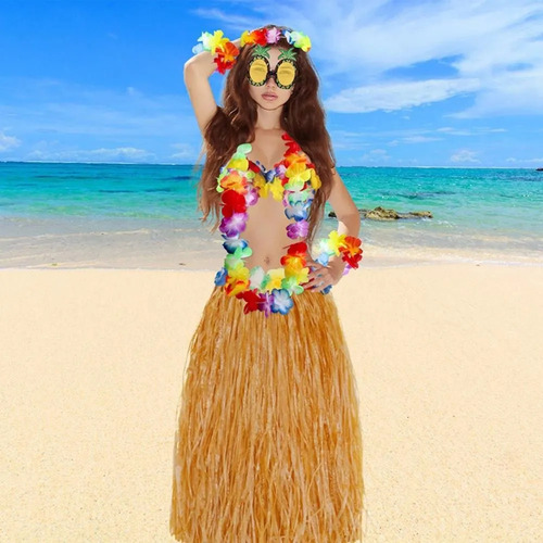 Set De Hula Hawaiano Para Niña Para Fiesta De Máscaras, 8 Pi