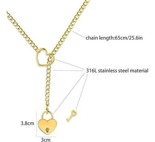 Cr Collar Candado Corazon Llave Cadena Sumiso Para Parejas