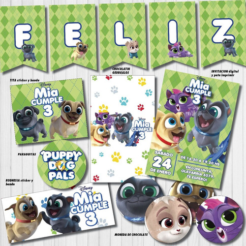 Kit Imprimible Candy Bar Personalizado Puppy Dog Pals