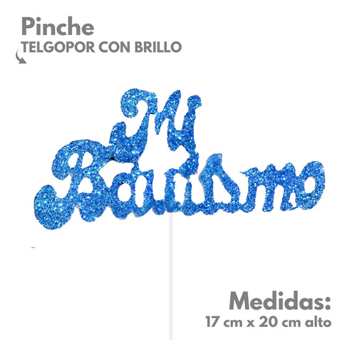 Pinche Telgopor Con Brillo Frase Bautismo Turquesa X3u