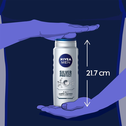 Imagen 3 de 6 de Gel Ducha Cuerpo Rostro Cabello Nivea Silver Protect 500 Ml