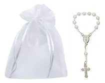 Comprar 25 Mini Rosarios + Bolsita Organza Souvenirs Bautismo