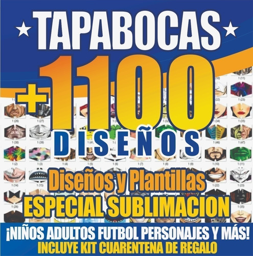 Diseños Plantilla Sublimación Barbijo Tapabocas Estampar Pdf