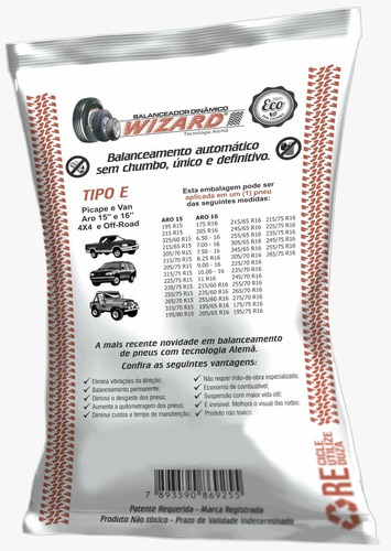 Balanceamento Dinâmico Pneu 225/75 R15 F250 F350 Jipe 4x4