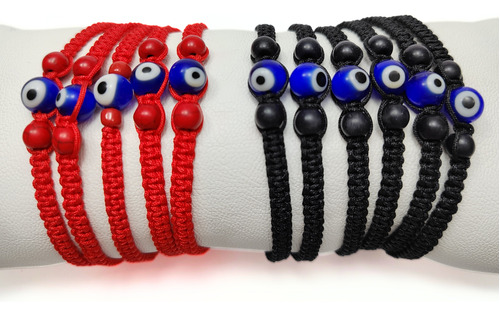Pulseras Ojo Turco Pack X 10 Combinadas Negras Y Rojas
