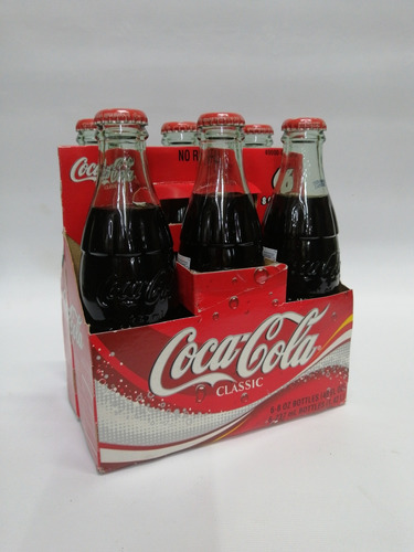 Canasta De Cocacola Antigua Cristal Tallado Con 6 Botellas