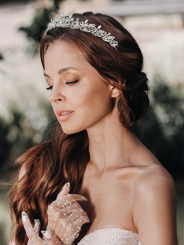 Tiara Corona De Cristales Para Novia/ Quinceañera Silver