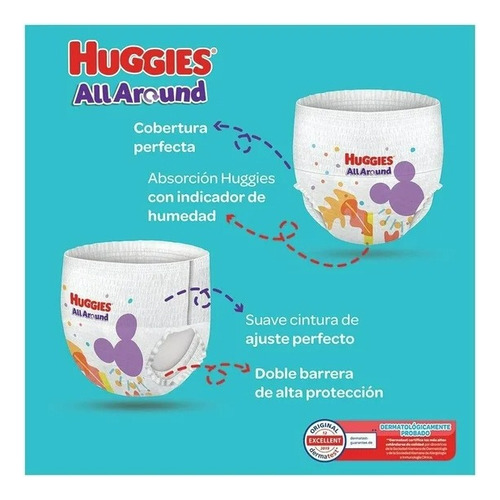 2 Pzs Pañales Huggies All Around Autoajustables Etapa 7 Unis