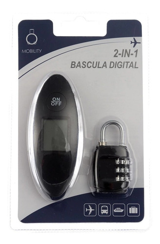 Kit De Bascula Digital Y Candado Para Maleta De Viaje 2 En 1