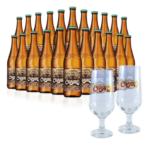 Cerveza Charro Ámbar 22 Pack + 2 Chalices