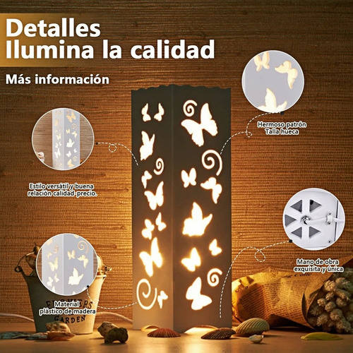 Lámpara De Mesa Decorativa Con Forma De Estrella Y Mariposa Mariposa Blanca