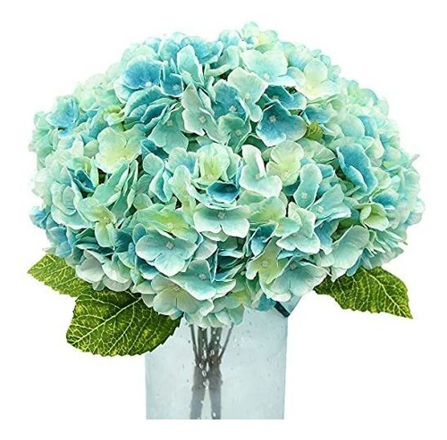 Hortensias Artificiales 1 Ramo -5flores-diam16cm.-aqua