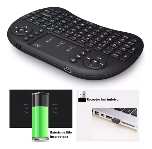 Sidiwen Mini teclado retroiluminado de 2.4 GHz, mini teclado inalámbrico  con panel táctil y teclas multimedia para Android TV Box Smart TV HTPC PS3