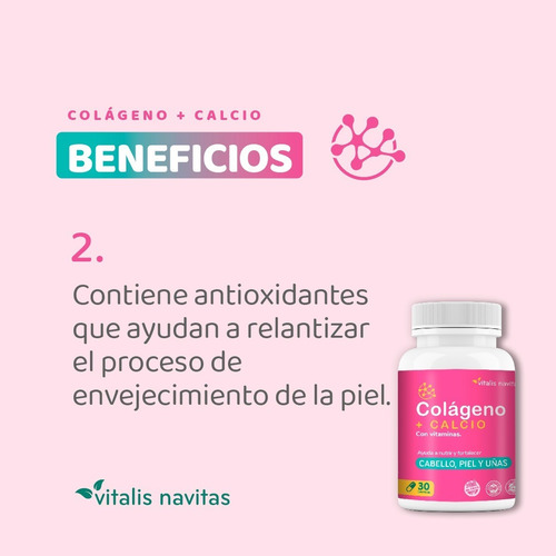Imagen 3 de 9 de Plan 90 Días Suplemento Colágeno + Calcio | Vitalis Navitas