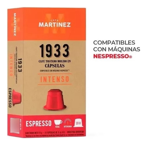 Café Martínez Cápsulas Espresso Intenso X10u Aptas Nespresso