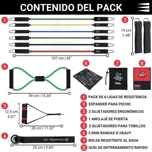 Set 19 Pz Ligas Resistencia Tubulares Con 5 Minis X Heavy