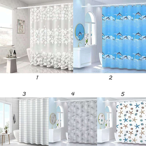 Cortina De Ducha Peva De 180 X 180 Cm Con Diseños Estampados