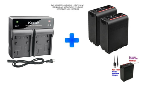 Cargador Doble + 2 Baterias Usb Kastar Np-f990 11600ma/h