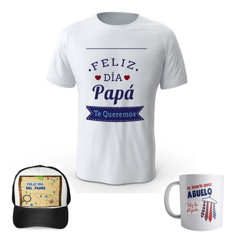 Combo Camiseta + Gorra + Mug Dia Del Padre Papá R17