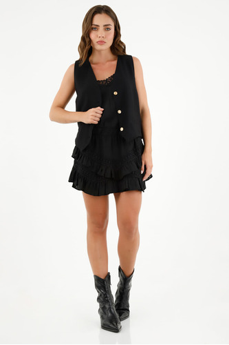 Tennis Falda Negra Con Bolero Para Mujer Xs