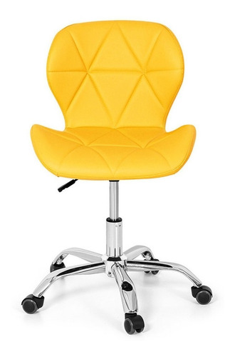 Cadeira de escritório Império Brazil Business Slim ergonômica  amarela com estofado de couro sintético x 2 unidades