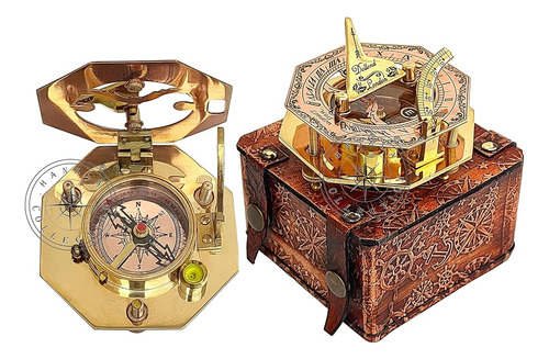 Brújula De Reloj De Sol De Latón Y Cobre De La Colección Han