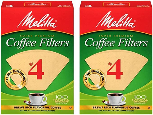 Melitta # 4 - Filtros De Café, De Color Marrón Natural, 2 Pa