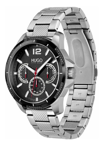 Reloj Hombre Hugo 1530195 Cuarzo Pulso Plateado En Acero