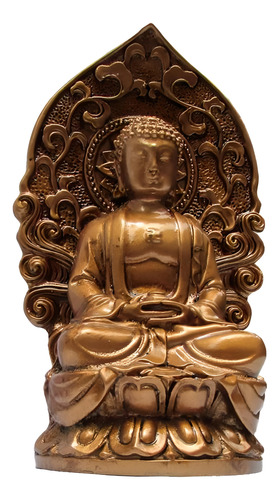 Estatueta Buda Meditando Na Flor De Lótus 12cm - Bronze