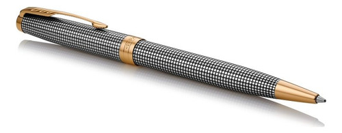 Boligrafo Sonnet Parker Cisel Plata Grabada Bañado En Oro Tinta Negro Exterior Gris