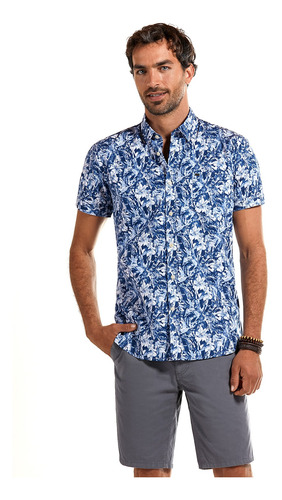 Camisa Hombre Manga Corta Olimpia Azul Ferouch