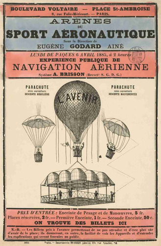 Lienzo Canvas Arte Vuelo Globo Aeroestático París 1885 76x50