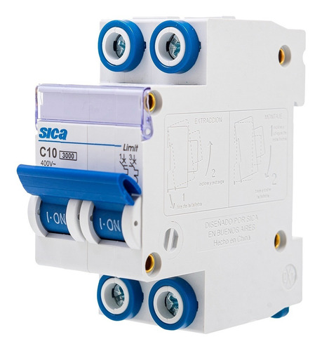 Imagen 3 de 6 de Llave Térmica Sica - Bipolar 10a - Capacidad 3000a - Iram