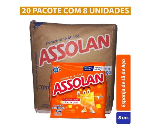 Assolan Esponja De Lã De Aço 45grs Cada Fardo C/20 Pacotes