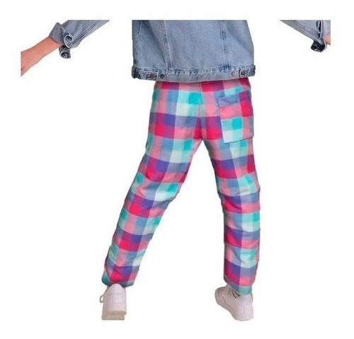 Pantalón Diseño A Cuadros Polar Infantil Unisex Colores