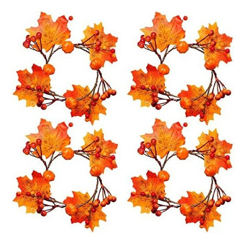 4 Piezas De Anillos Velas Guirnaldas Calabaza De Hall...