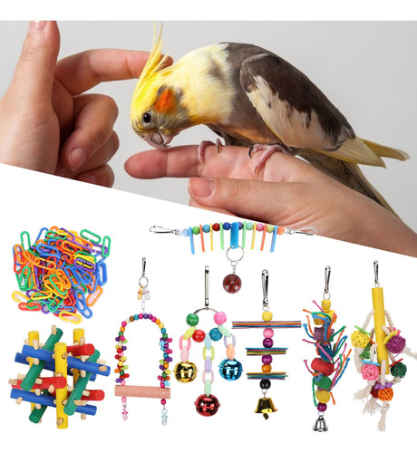 Bird Swing Toys 8pcs Parrots Bloques De Madera Para Morder