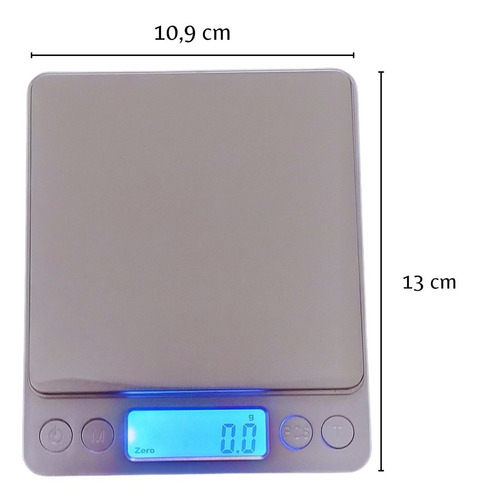Mini Balança Digital De Cozinha Alta Precisão 0,1g Até 2000g Capacidade máxima 2 kg Cor Prateado