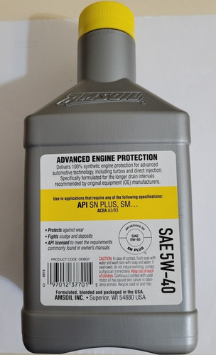 Imagen 2 de 3 de 5w40 Full Sintético Amsoil Original