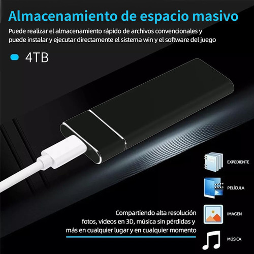 Disco Rígido Externo Ssd De 4 Tb Com Usb 3.0, Ultrafino, Grande Capacidade, Armazenamento De Dados De Alta Velocidade, Compatível Com Laptop, Mac E Pc