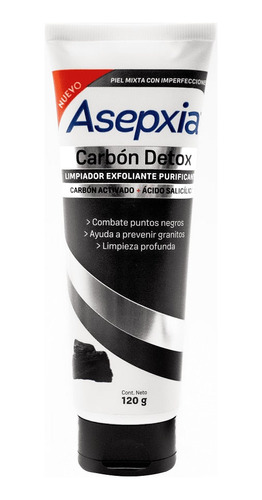 Limpiador Exfoliante Asepxia Carbon Detox X 120g