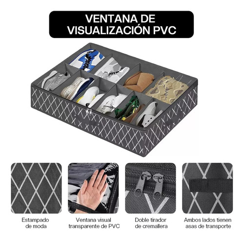 Caja De Almacenamiento Para Zapatos Debajo De Cama Bolsa 2pc Negro Yawpgn