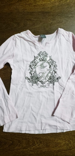 Remera Manga Larga Zara Talle 4 Años Con Brillos Impecable