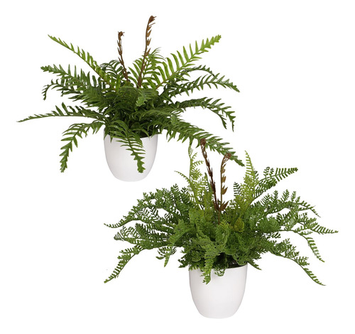 Artificial Ferns Potted Plants 2pcs Small Fake Boston Ferns 