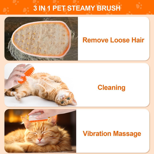 Palksky Cat Steam Brush, 3 En 1 Cat Gooming Brush Comb Para