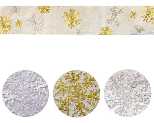Camino De Mesa Grelucgo Bordado Navideño 34 X 86cm Plata/oro