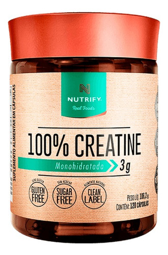 100% Creatine Em Cápsula - 120 Cápsulas Nutrify Sabor Neutro