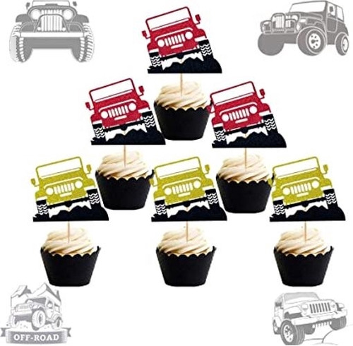 Jevenis 24 Piezas De Decoración Para Tartas De Auto Jeep
