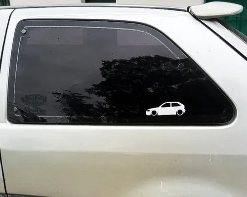 Calco Auto Al Piso Bajito Vinilo Ventana 15cm X 2 Uni Blanco