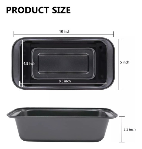 Set 5 Pzs Molde Para Panque Pan De Caja Antiadherente Horno